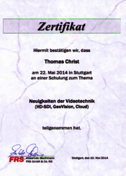 Videotechnik Zertifikat